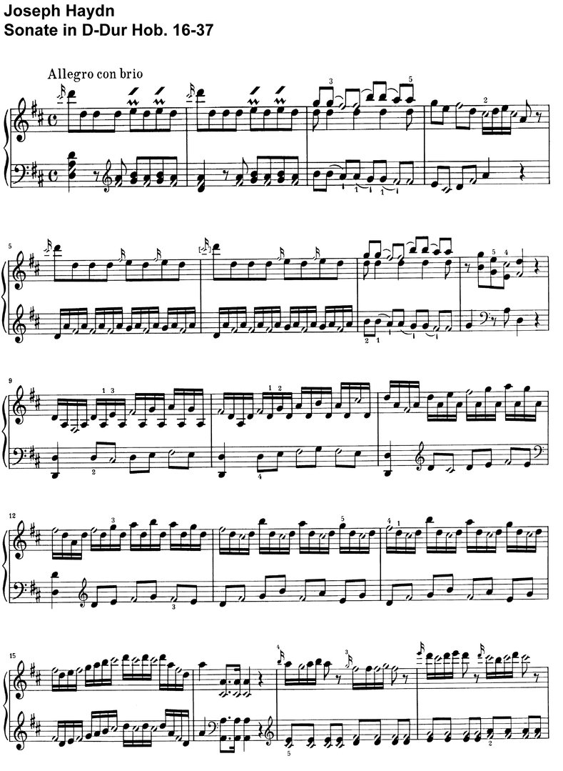 Haydn - Sonate D-Dur - Hob 16-37 - 8 Seiten