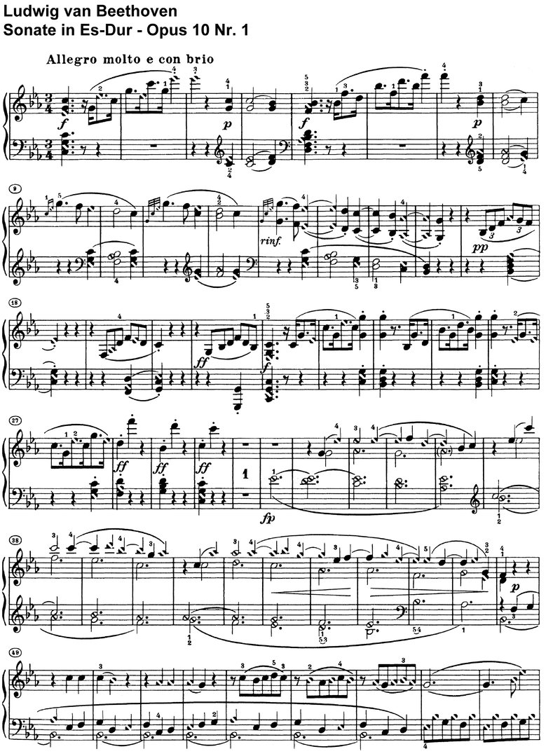 Beethoven - Sonate Es-Dur Opus 10 Nr 1 - 14 Seiten