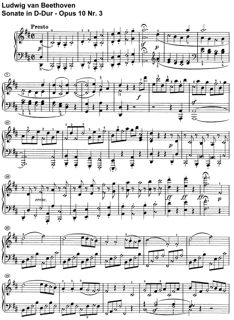 Beethoven - Sonate D-Dur Opus 10 Nr 3 - 22 Seiten