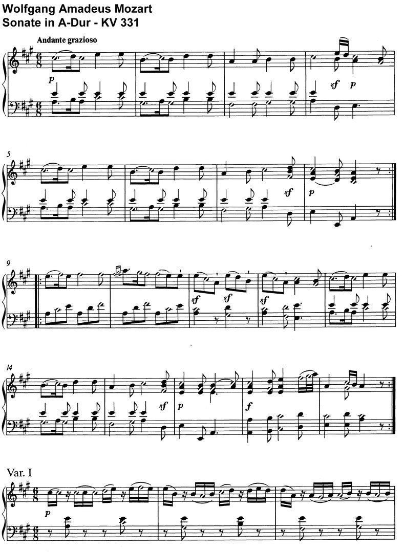 Mozart - Sonate A-Dur - KV 331 - 17 Seiten