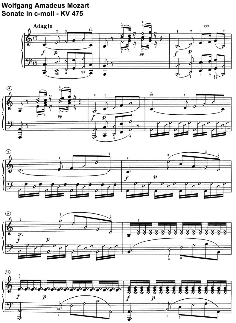 Mozart - Sonate c-moll - KV 475 - 10 Seiten