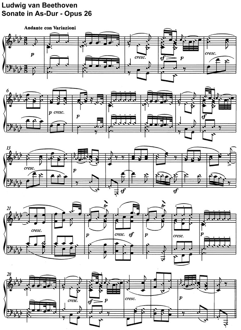 Beethoven - Sonate As-Dur Opus 26 - 18 Seiten