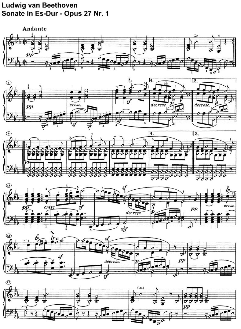 Beethoven - Sonate Es-Dur Opus 27 Nr 1 - 15 Seiten