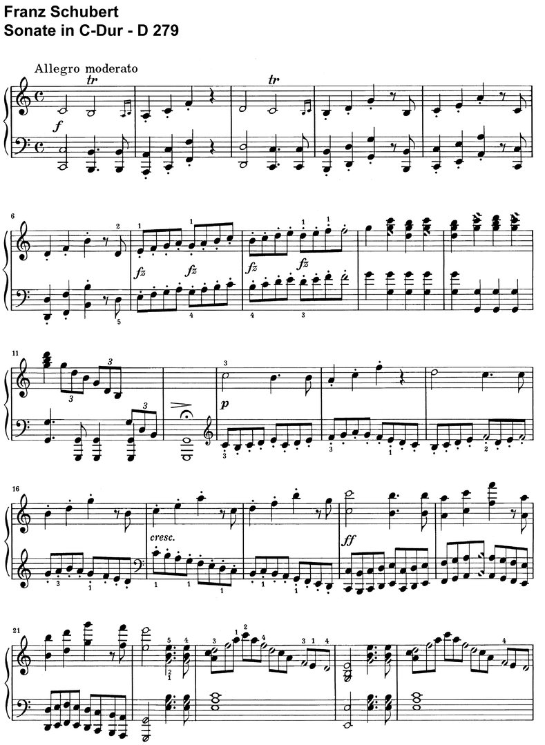 Schubert - Sonate C-Dur D 279 - 15 Seiten