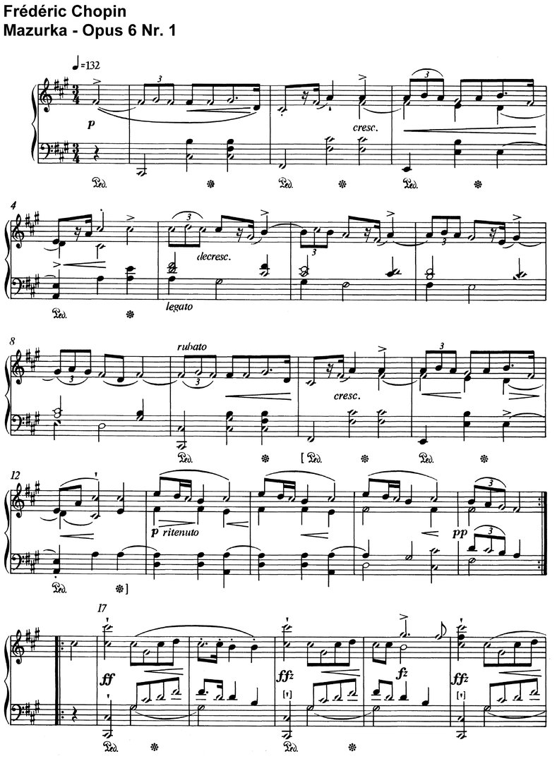 Chopin - Mazurka Opus 6 - 9 Seiten