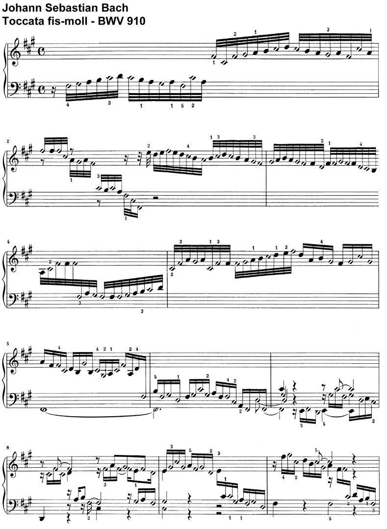 Bach - Toccata fis-moll BWV 910 - 13 Seiten