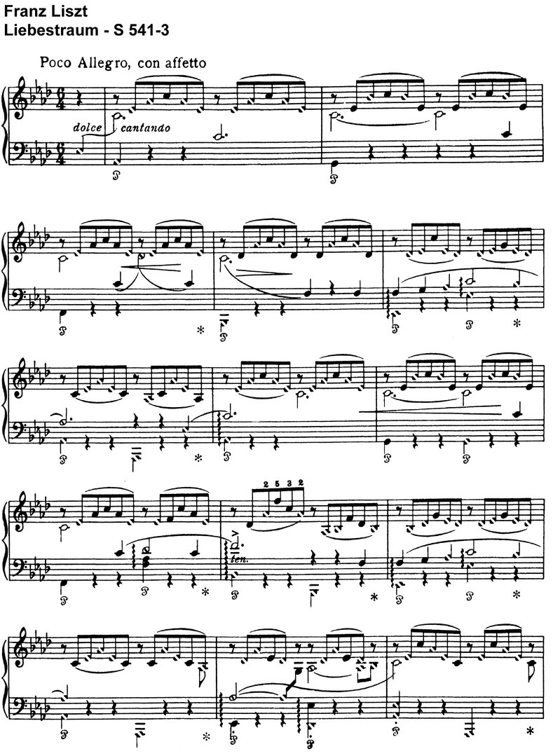 Liszt - Liebestraum - 3 Variationen - 9 Seiten