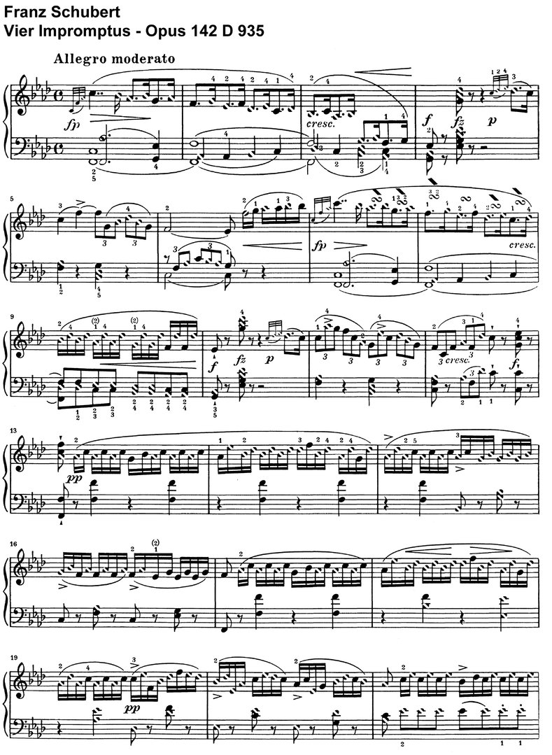Schubert - Vier Impromptus - Opus 142 D 935 - 39 Seiten