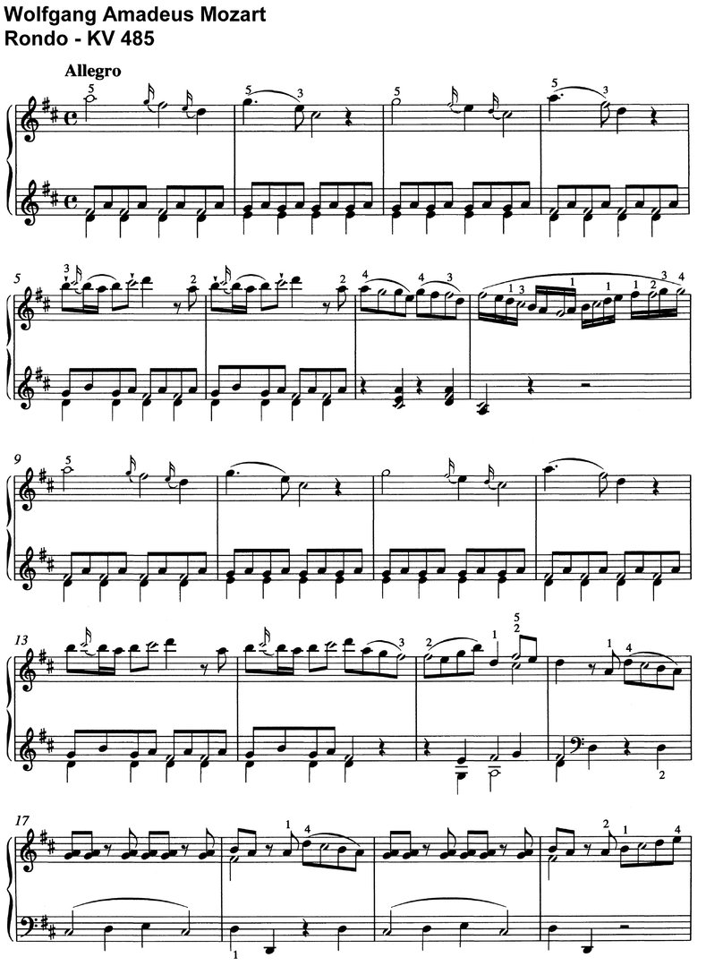 Mozart - Rondo KV 485 - 8 Seiten