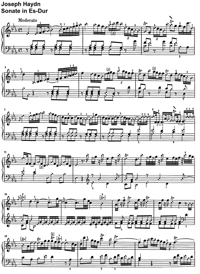 Haydn - Sonate Es-Dur - 7 Seiten