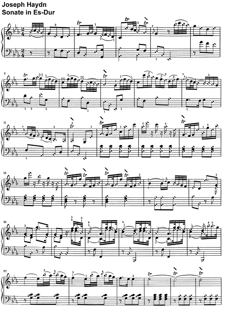 Haydn - Sonate Es-Dur - 8 Seiten
