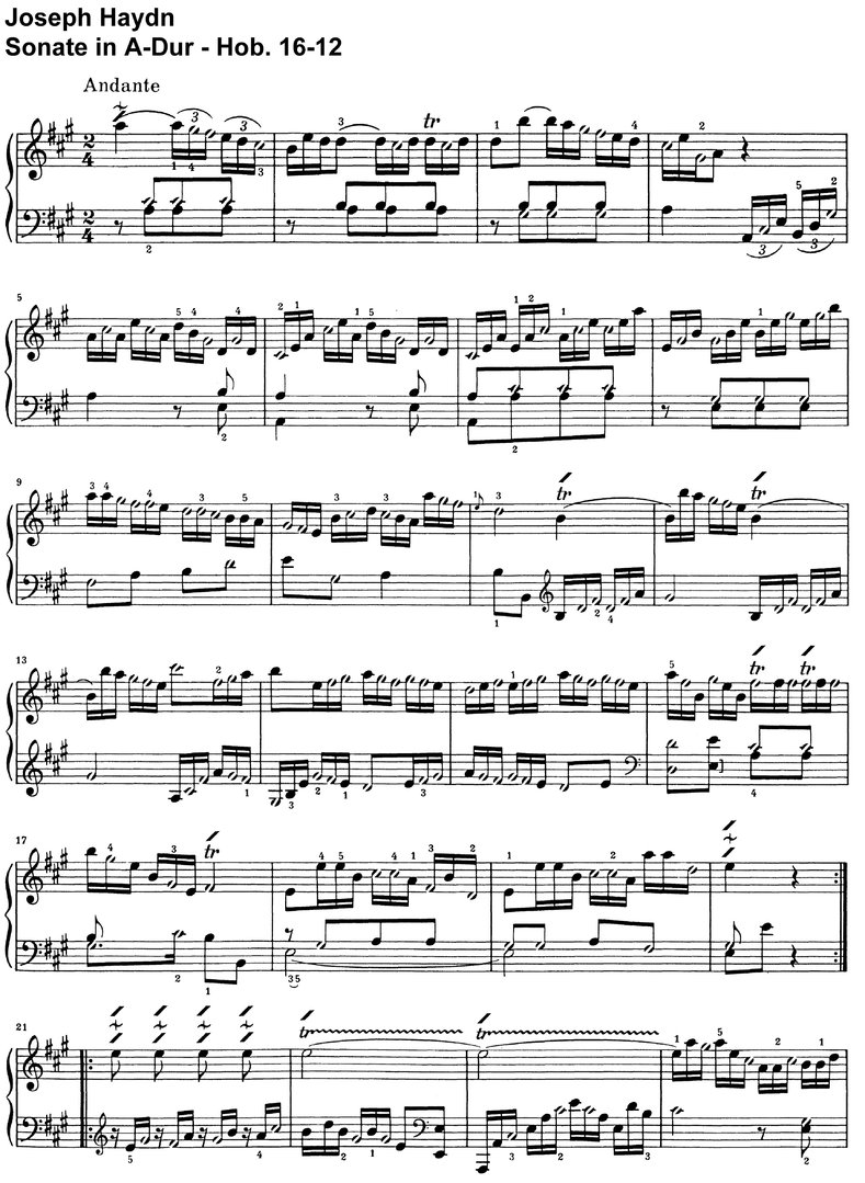 Haydn - Sonate A-Dur - Hob 16-12 - 5 Seiten