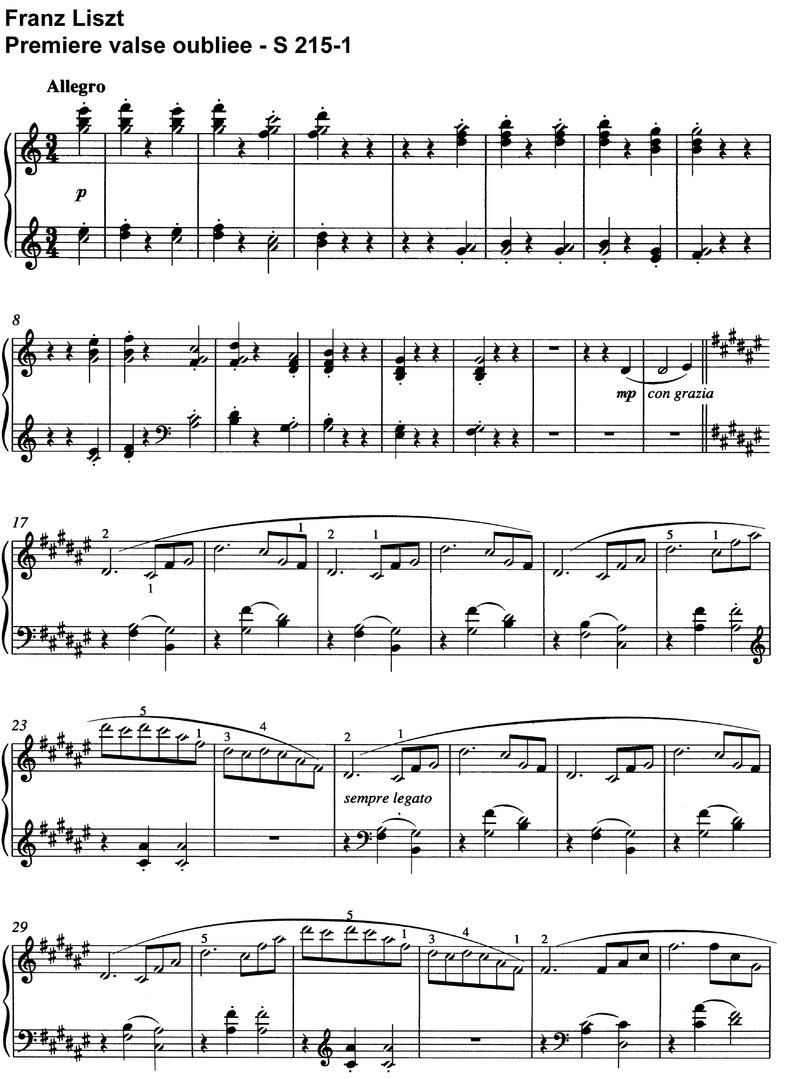 Liszt - Premiere valse oubliee - 6 Pages