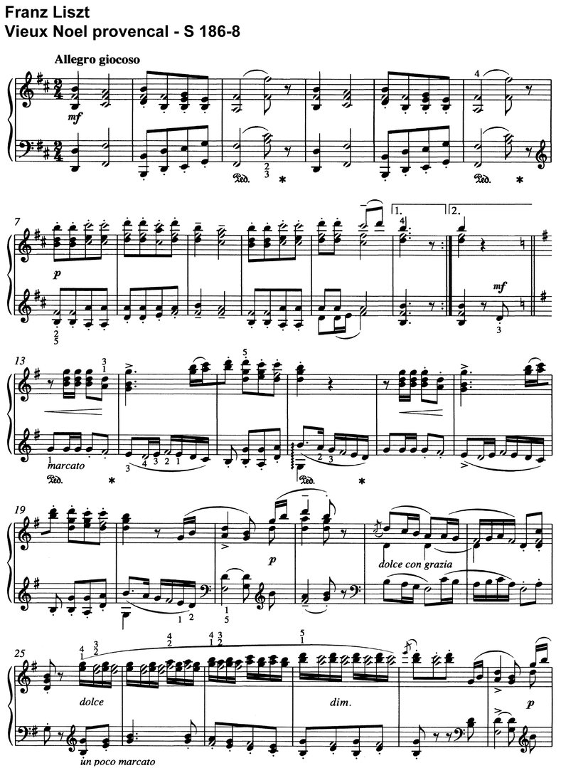 Liszt - Vieux noel provencal S 186-8 - 2 Pages