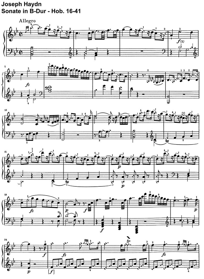 Haydn - Sonate B-Dur - Hob 16-41 - 8 Seiten