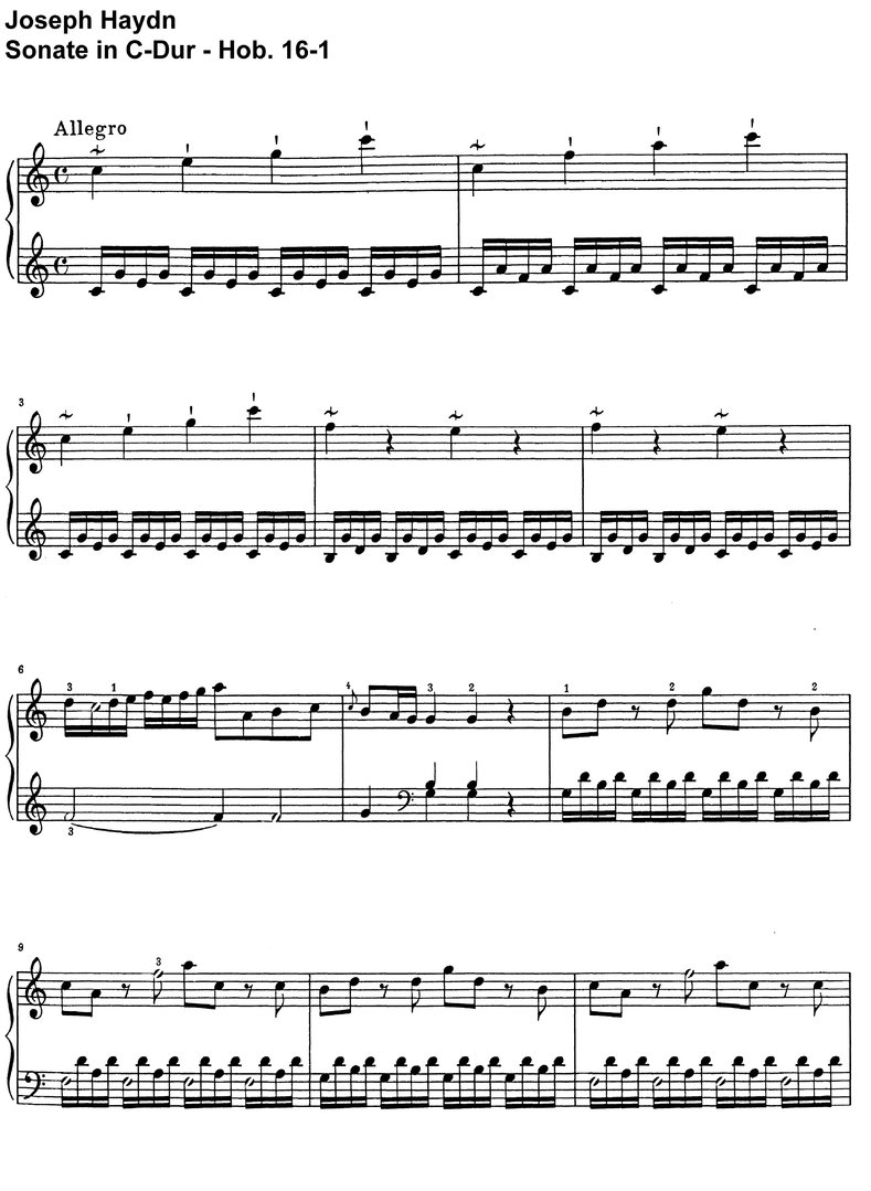 Haydn - Sonate C-Dur - Hob 16-01 - 6 Seiten
