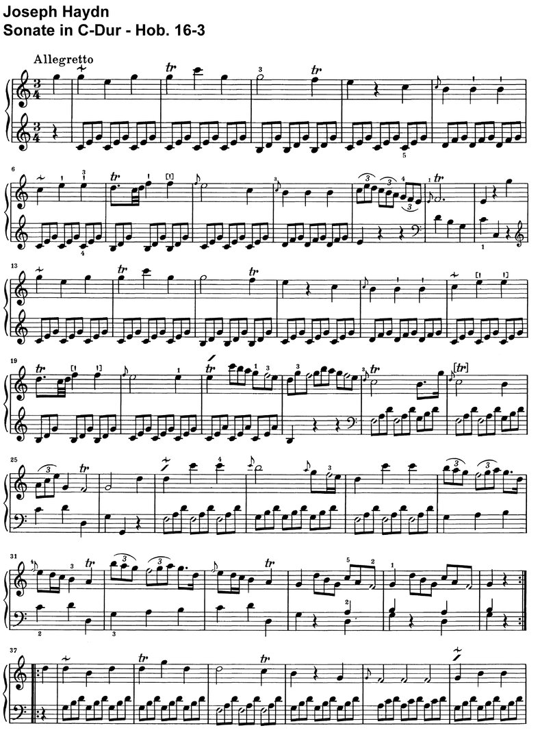 Haydn - Sonate C-Dur - Hob 16-03 - 6 Seiten