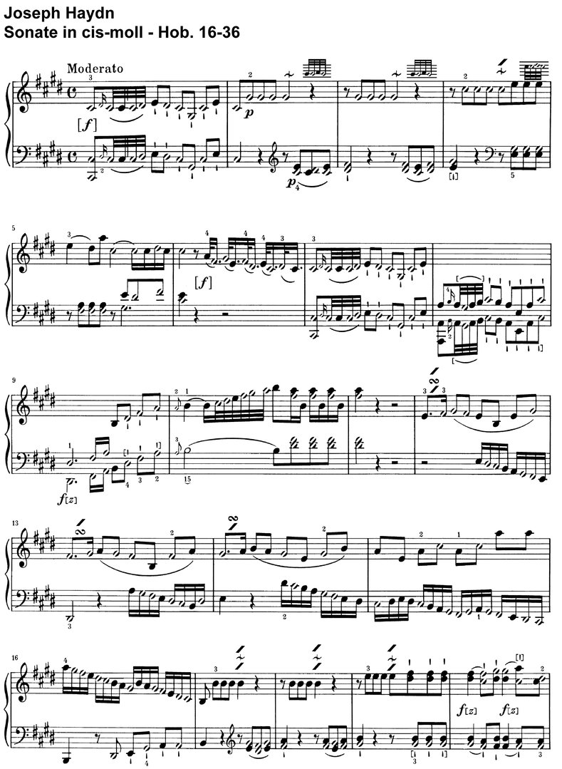 Haydn - Sonate cis-moll - Hob 16-36 - 8 pages