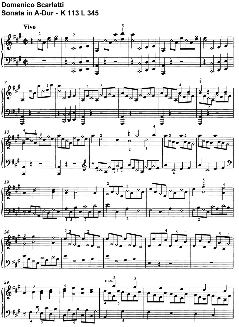 Scarlatti - Sonata A-Dur - 4 Seiten