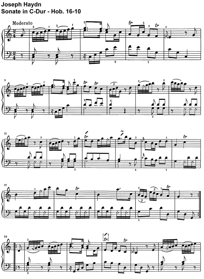 Haydn - Sonate C-Dur - Hob 16-10 - 6 Seiten