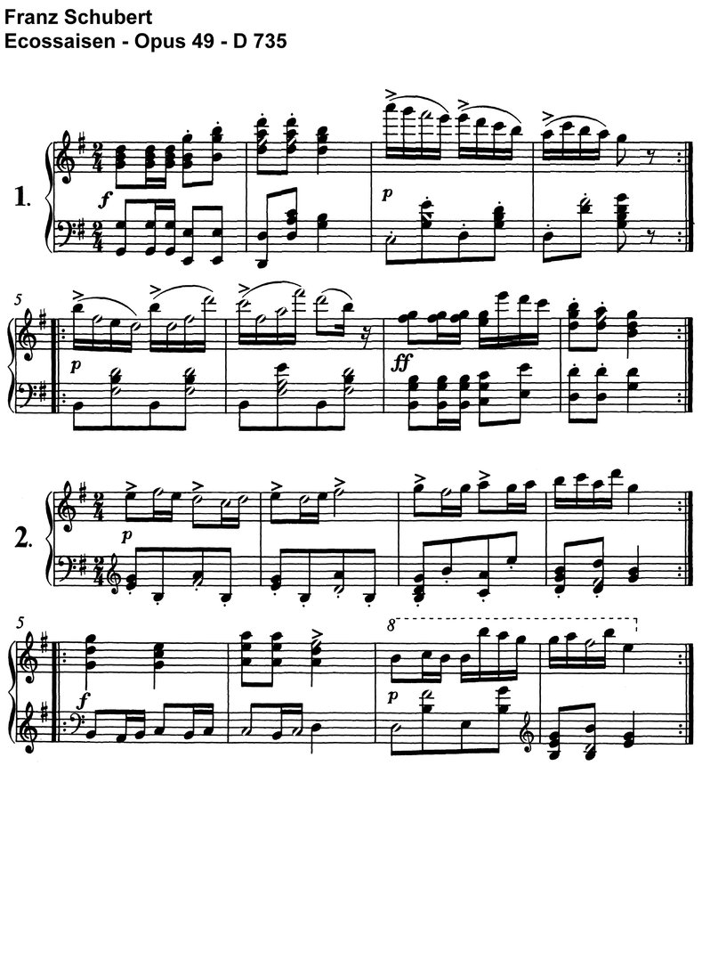 Schubert - 13 Ecossaisen - 7 Seiten
