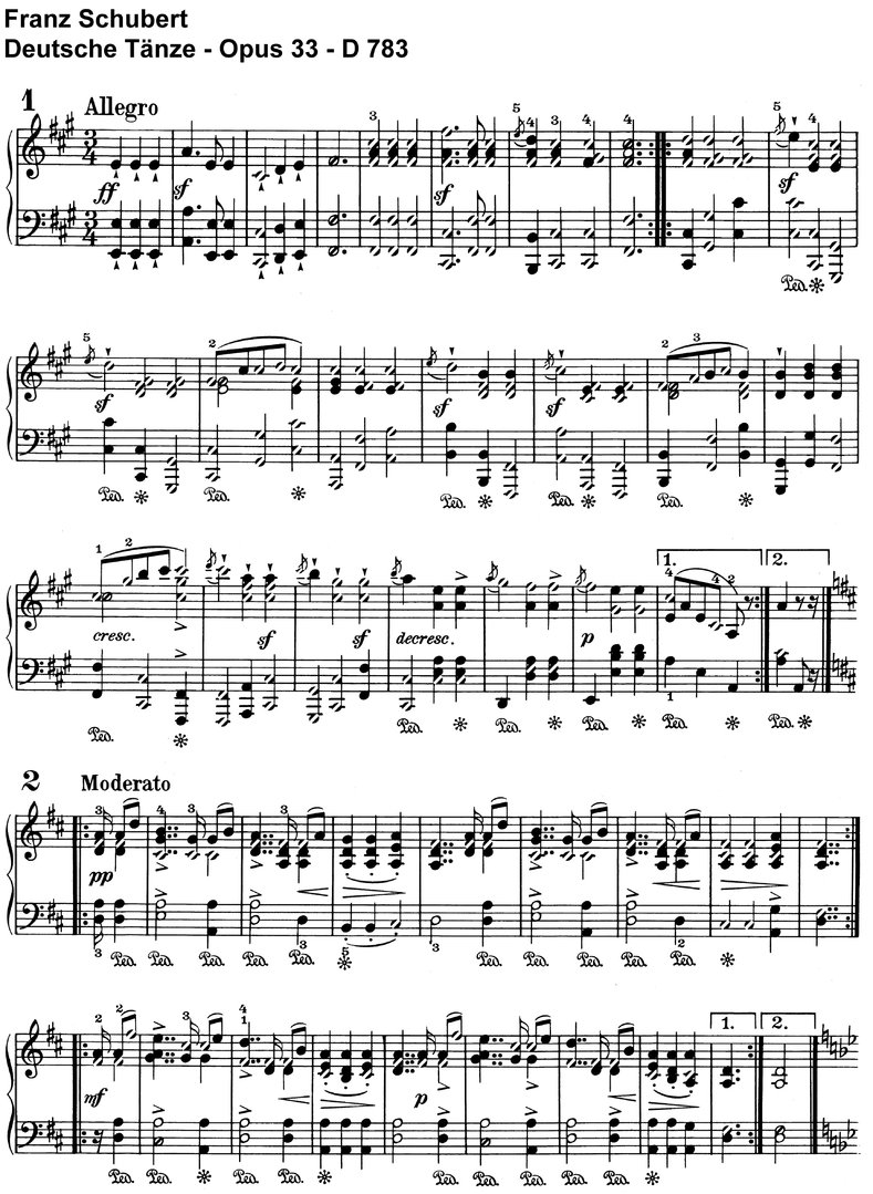 Schubert - 19 Deutsche Tänze - 10 Seiten