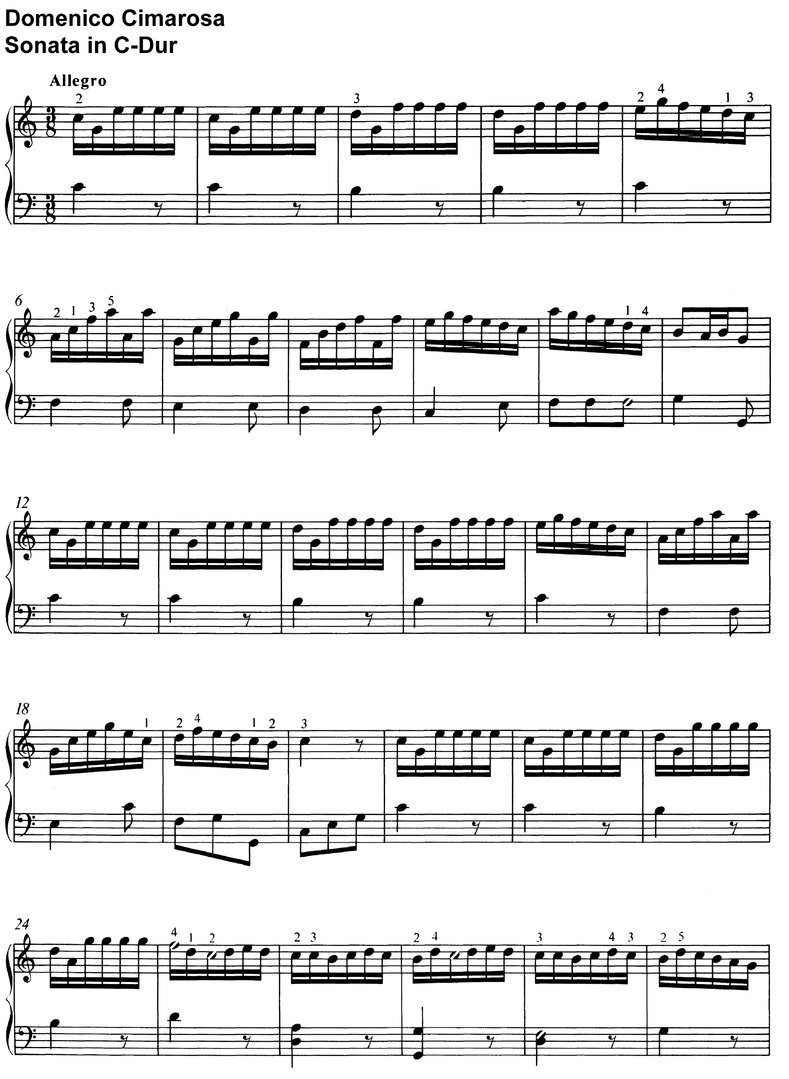 Cimarosa - Sonate C-Dur - 3 Seiten