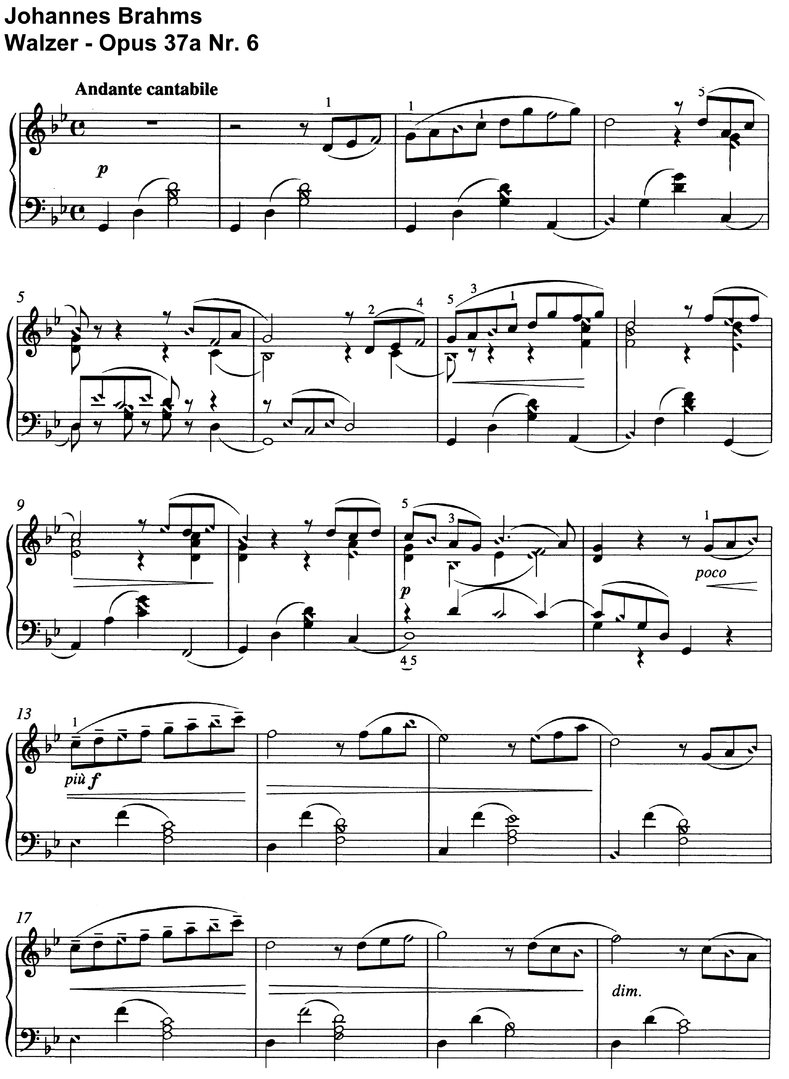 Brahms, Johannes - Walzer - Opus 37 a Nr 6 - 5 Seiten