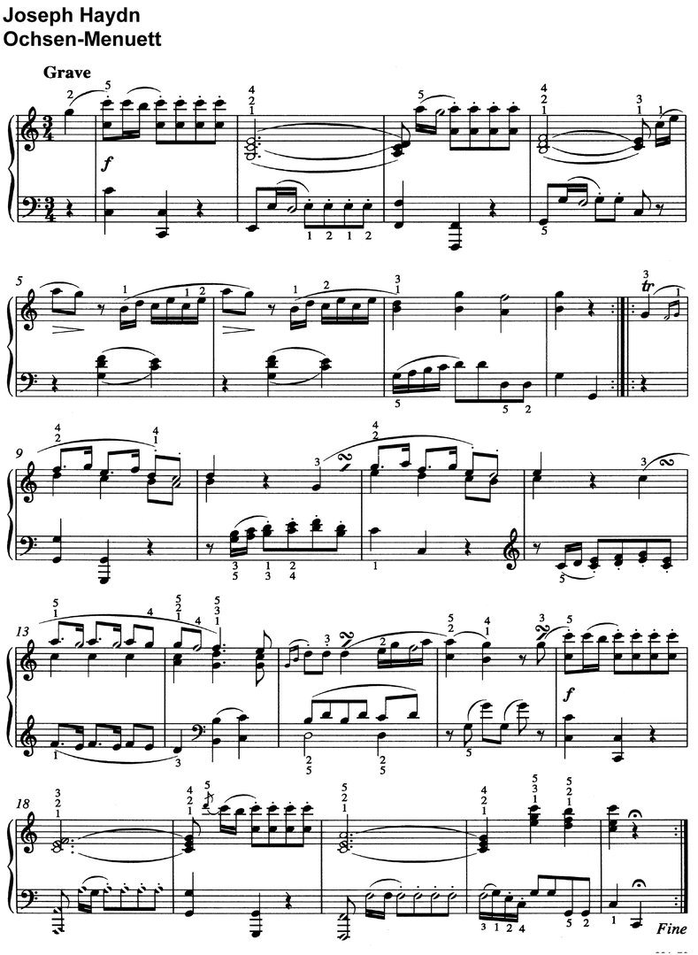 Haydn - Ochsen-Menuett - 2 Pages
