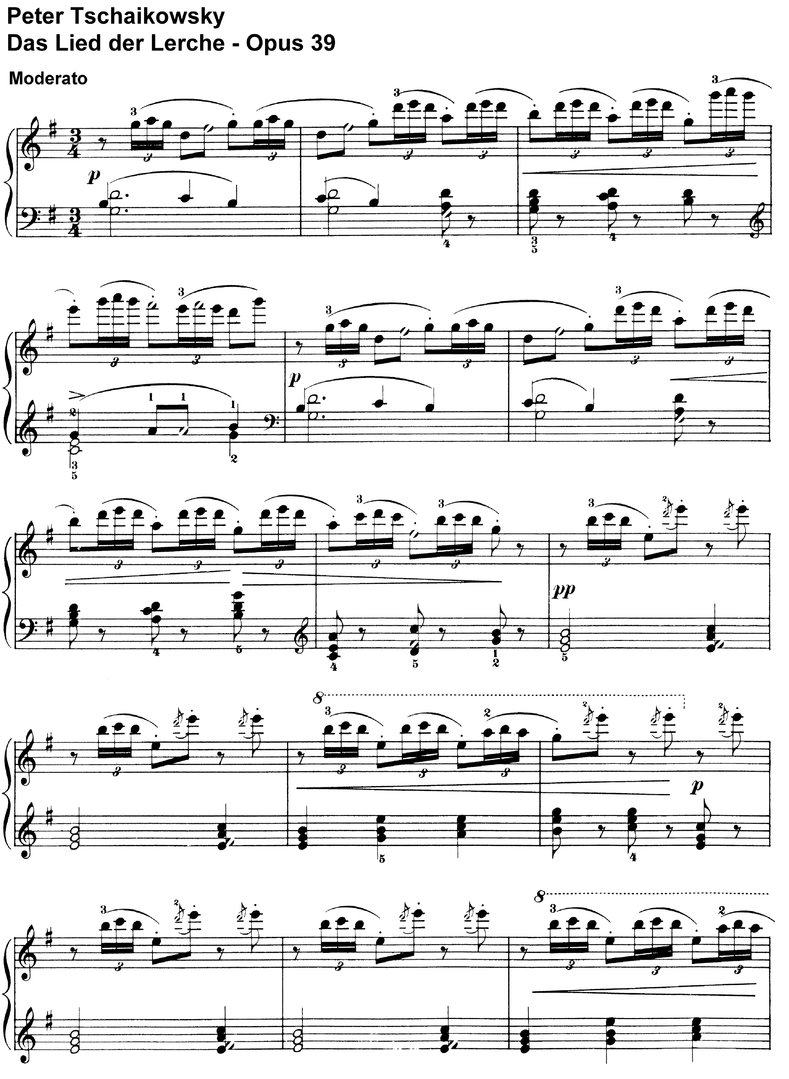Tschaikowsky - Das Lied der Lerche Opus 39 - 2 pages