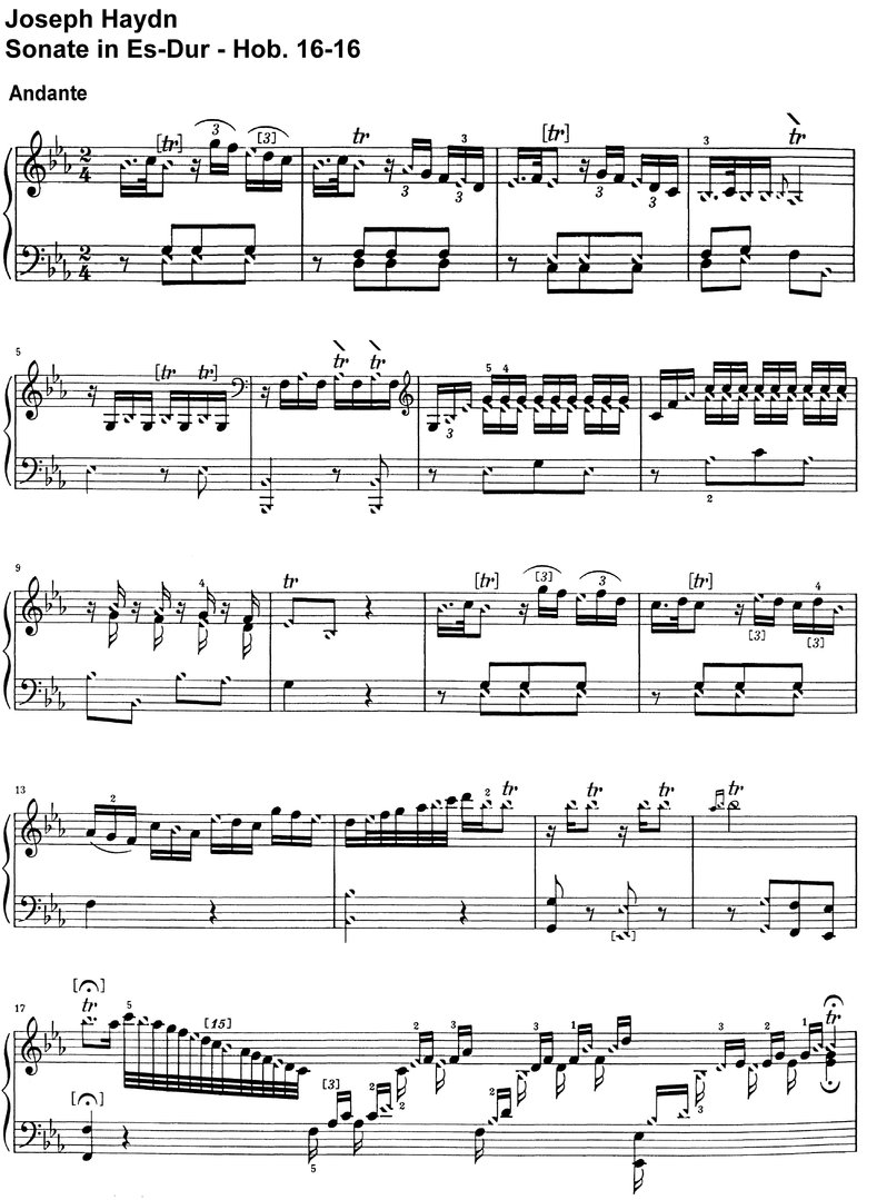 Haydn - Sonate Es-Dur - Hob 16-16 - 5 pages