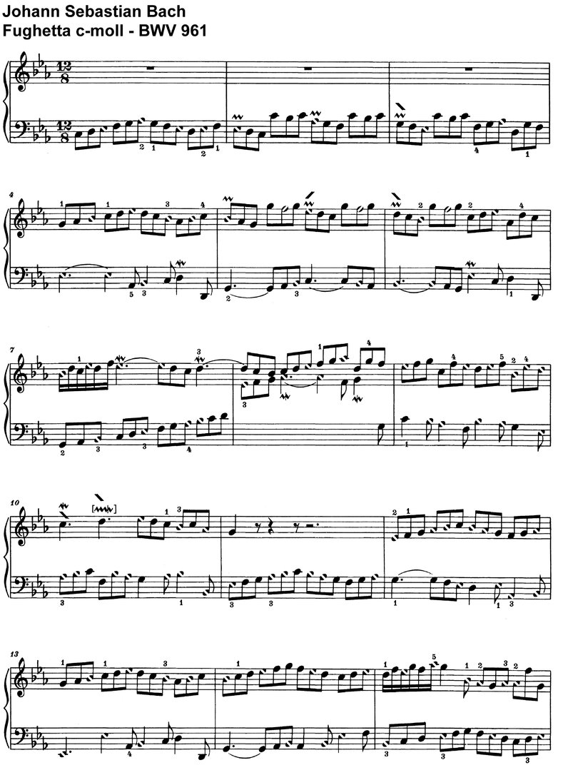 Bach, J S - Fughetta G-Dur+c-moll - 4 Pages
