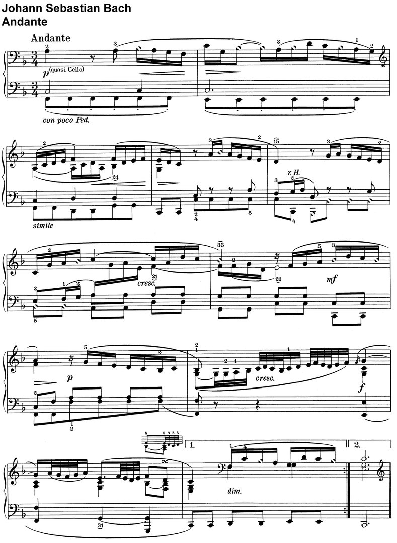 Bach, Johann Sebastian - Andante - 2 Seiten
