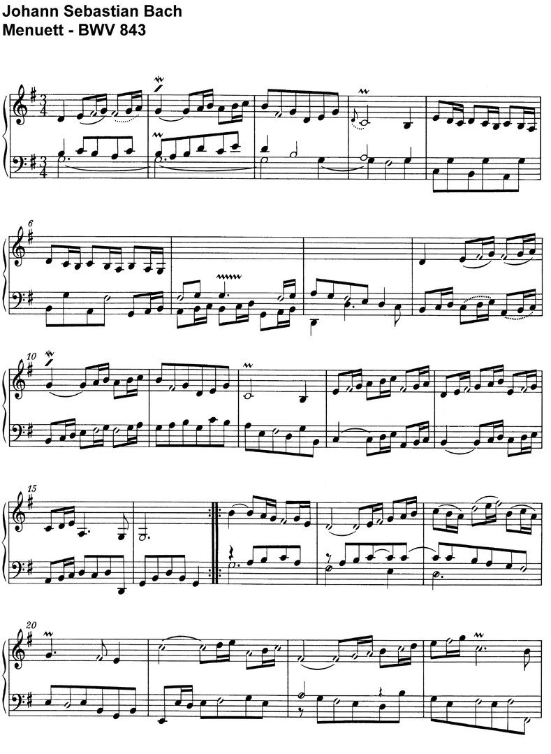 Bach, J S - 9  Menuette - 11 Pages