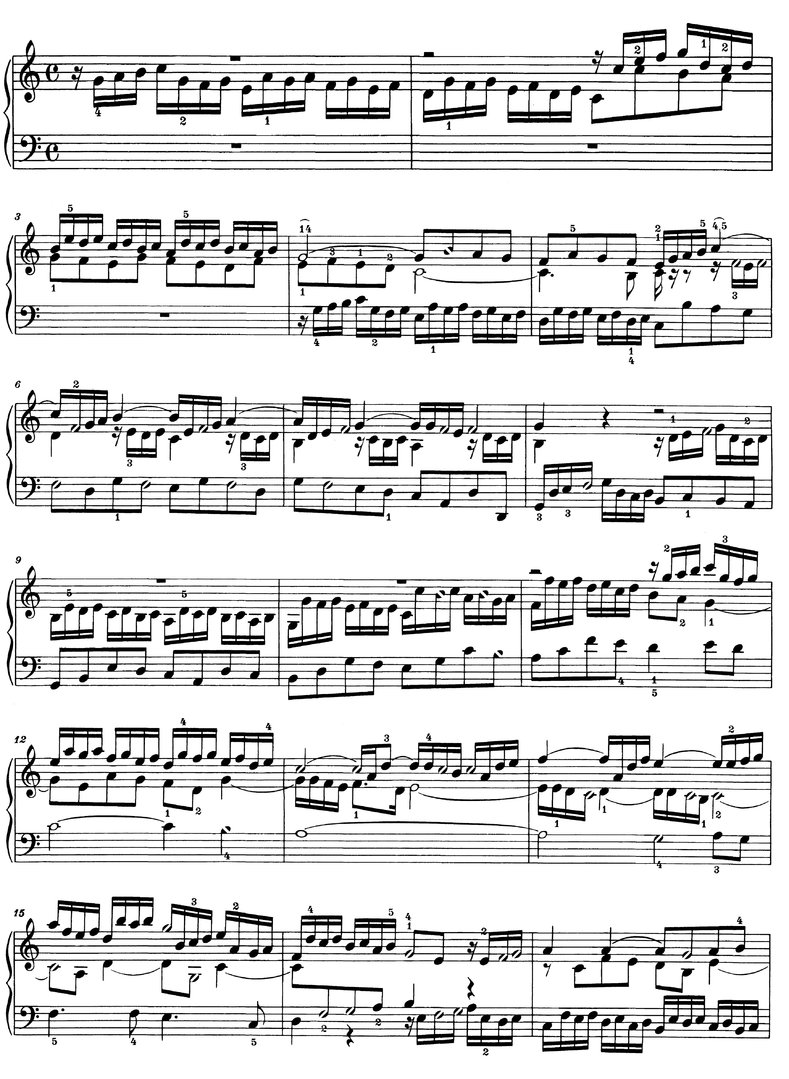 Bach, J S - Fuge BWV 952 C-Dur - 2 Seiten