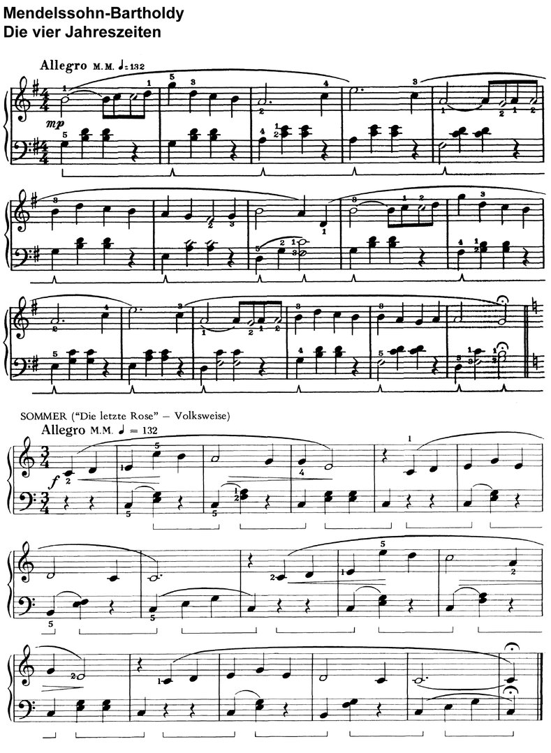 Mendelssohn - Die vier Jahreszeiten - 2 Seiten