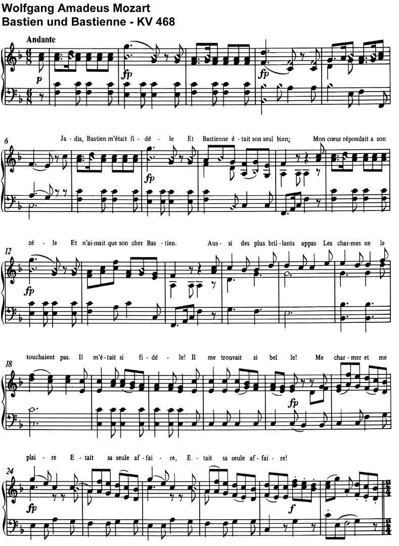 Mozart - Bastien und Bastienne - 2 Seiten