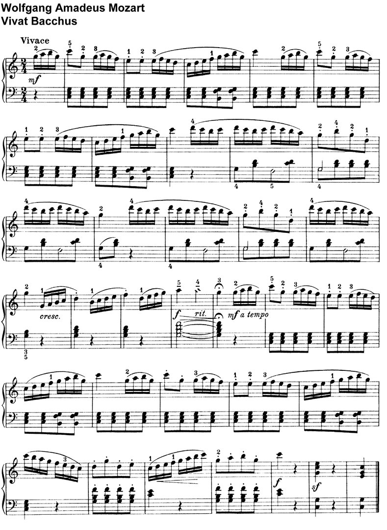 Mozart - Vivat Bacchus - 1 Page