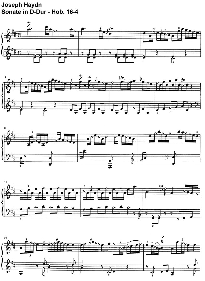 Haydn - Sonate D-Dur - Hob 16-04 - 4 Seiten