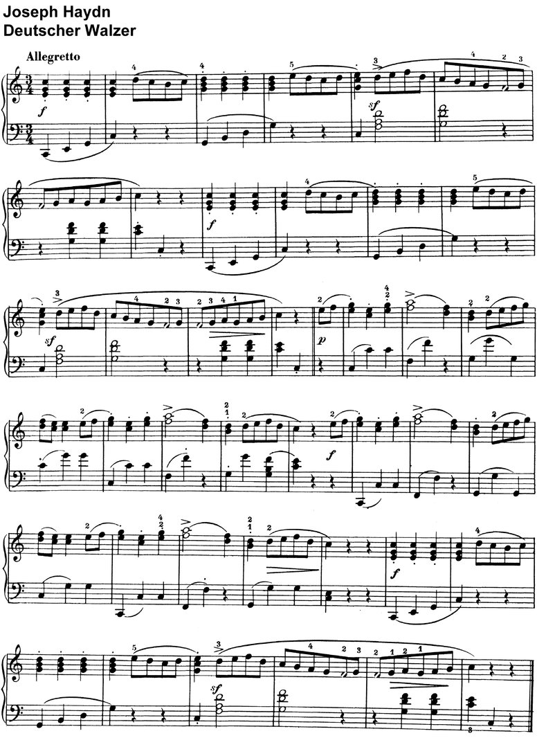 Haydn - Deutscher Walzer - 1 Page