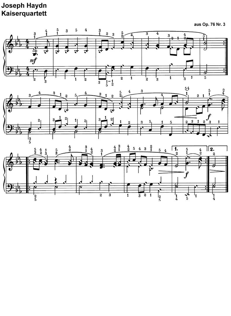 Haydn - Kaiserquartett - 1 Seite