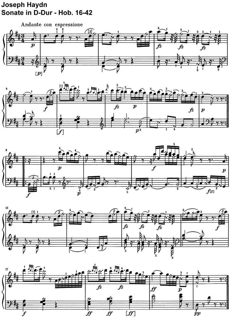 Haydn - Sonate D-Dur - Hob 16-42 - 8 Seiten