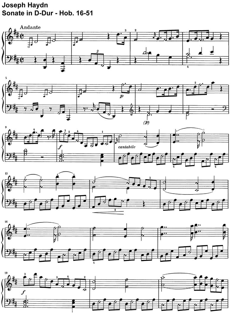 Haydn - Sonate D-Dur - Hob 16-51 - 8 Seiten