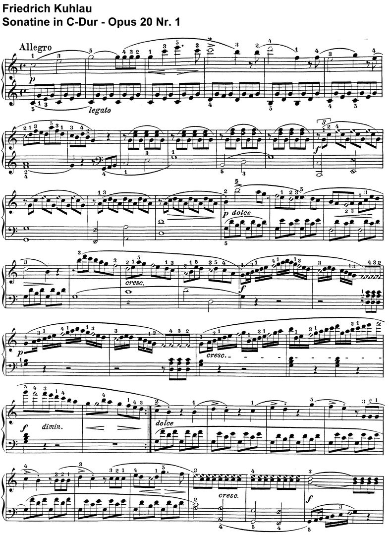 Kuhlau - Sonatine C-Dur - Opus 20 Nr 1 - 6 Seiten