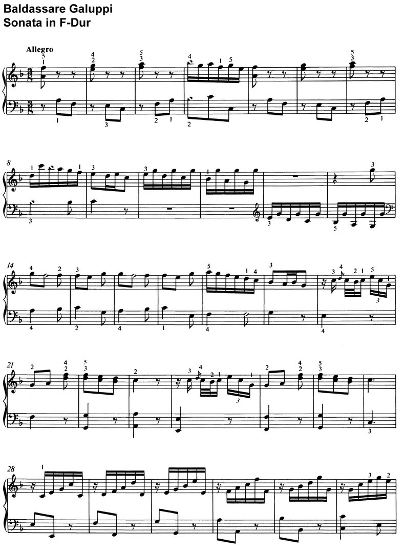 Galuppi, Baldassare - Sonata F-Dur - 4 Seiten