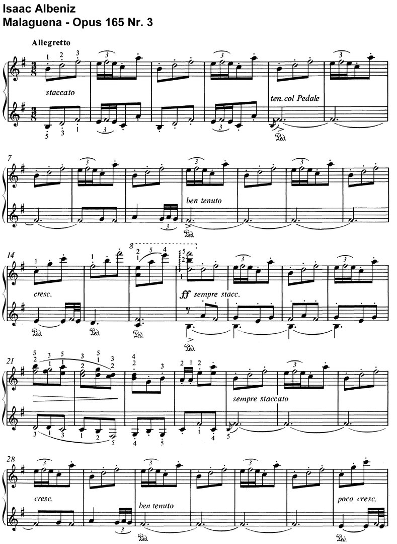 Albeniz, Isaac - Malaguena - Opus 165 Nr 3 - 5 Seiten