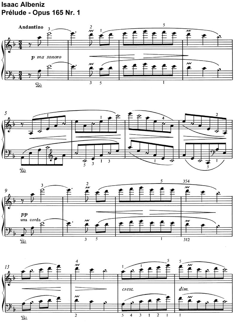 Albeniz, Isaac - Prelude - Opus 165 Nr 1 - 3 Seiten