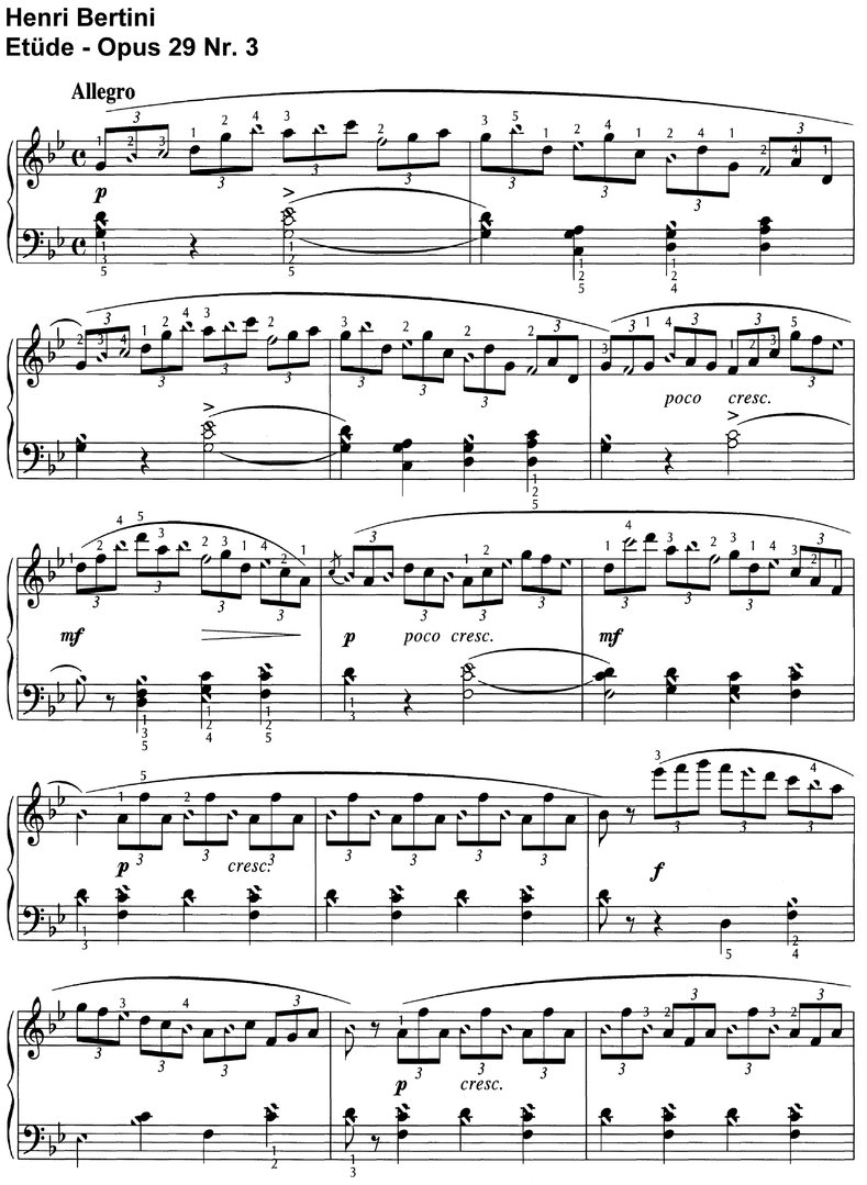 Bertini, Henri - Etüde  - Opus 29 Nr 3 + 13 - 8 Pages