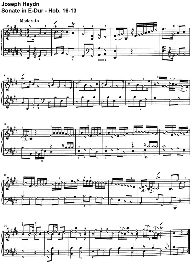 Haydn - Sonate E-Dur - Hob 16-13 - 7 Seiten