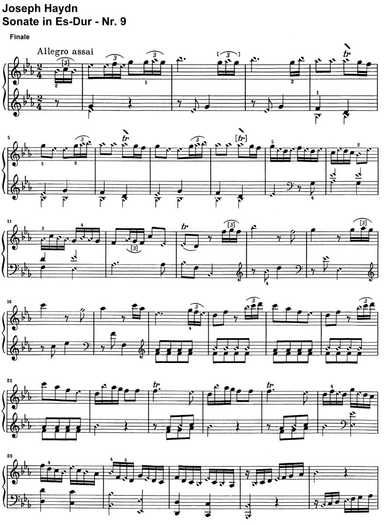 Haydn - Sonate Es-Dur - Nr 9 - 4 Seiten